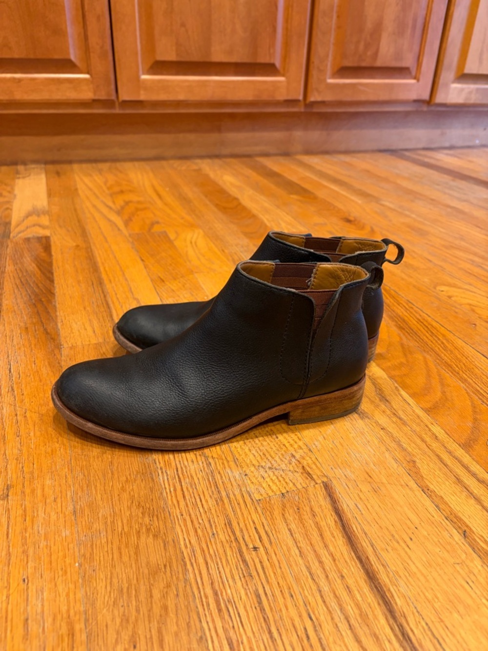 Kork-Ease Black Leather Chelsea Ankle Booties